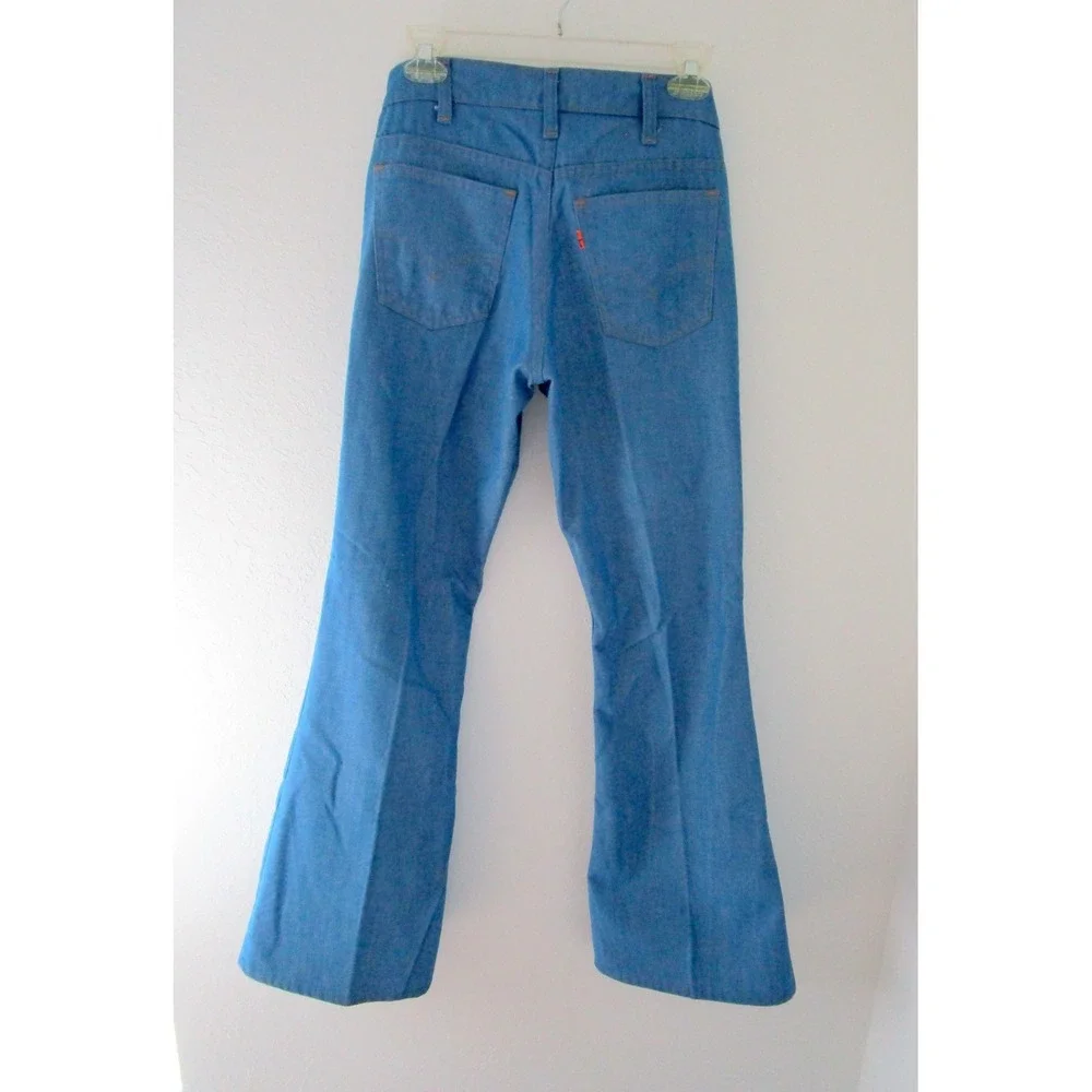 1970's Levi's Wide Leg Womens Medium Denim Pant Shirt Set Orange Tab